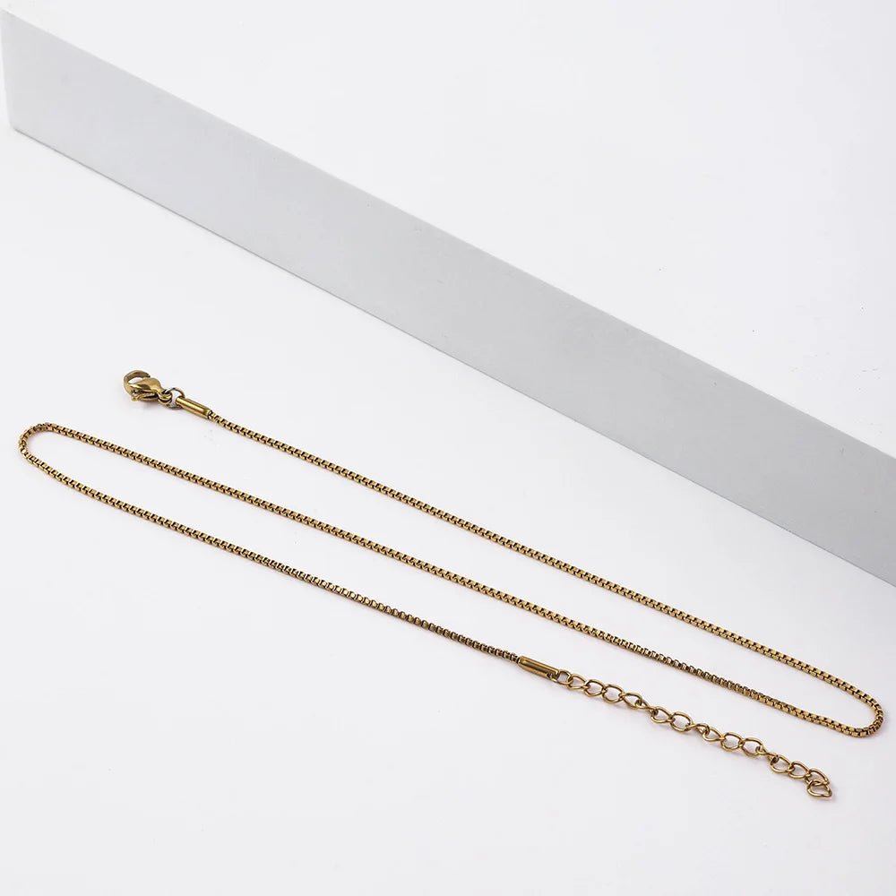 1.2mm Simple Stainless Steel Box Chain Necklace Gold Color Titanium Steel Necklace Fashion Women Jewelry Trend Accessories - BritShade