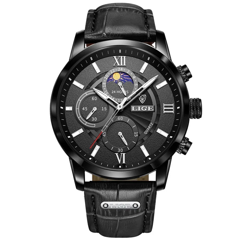 2026 New Luxury Men's Watch Brown Leather Casual Quartz Sports Waterproof Watches - BritShade