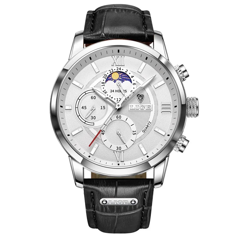 2026 New Luxury Men's Watch Brown Leather Casual Quartz Sports Waterproof Watches - BritShade