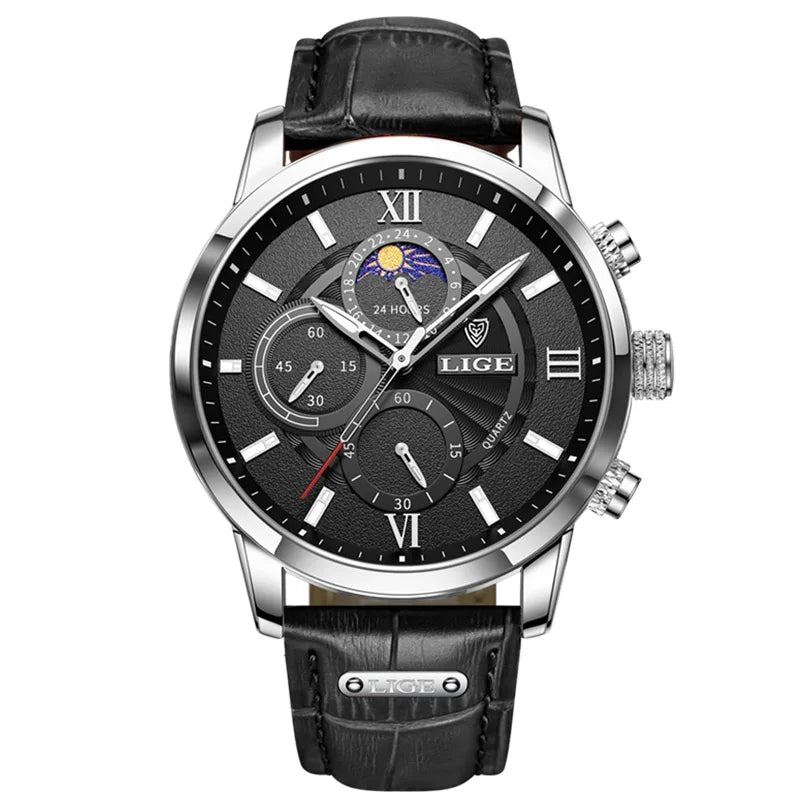 2026 New Luxury Men's Watch Brown Leather Casual Quartz Sports Waterproof Watches - BritShade