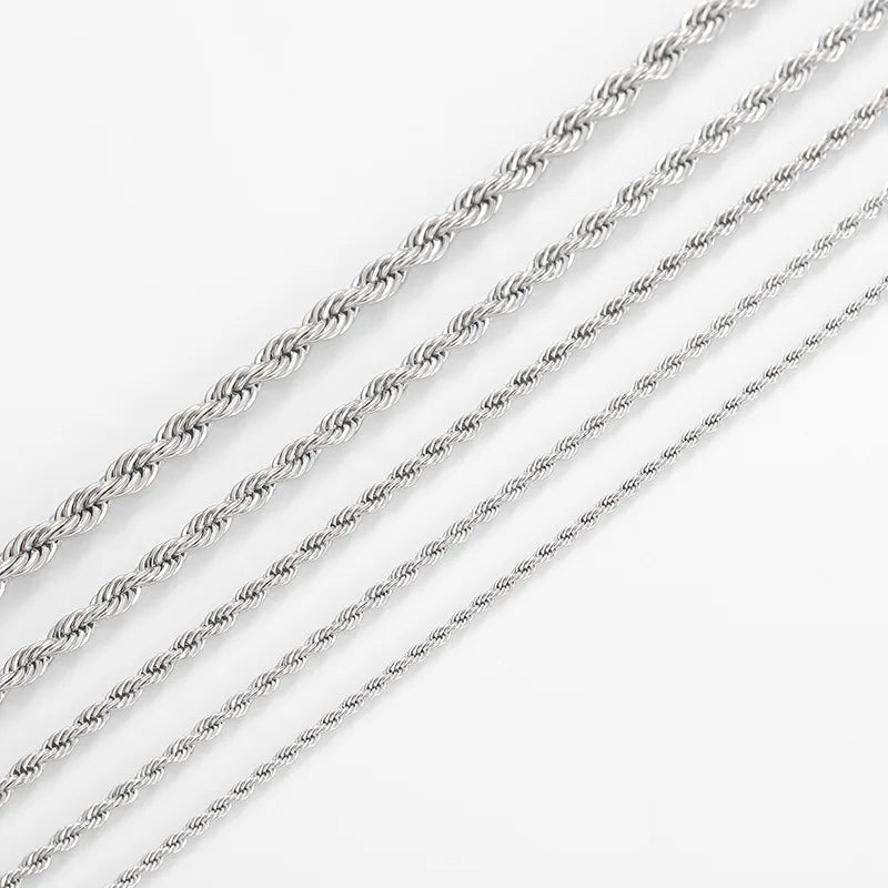 2/3/4mm 40 - 60cm Rope Chain Necklace 925 Silver Women Men Fashion Accessories - BritShade