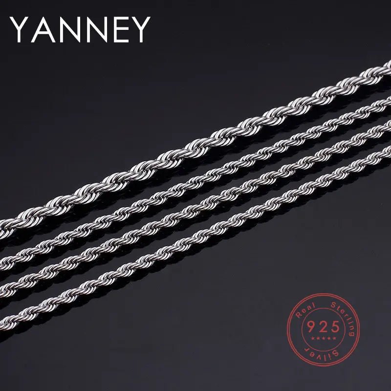 2/3/4mm 40 - 60cm Rope Chain Necklace 925 Silver Women Men Fashion Accessories - BritShade
