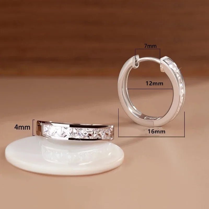 925 silver earrings with diamond, round women's earrings - BritShade