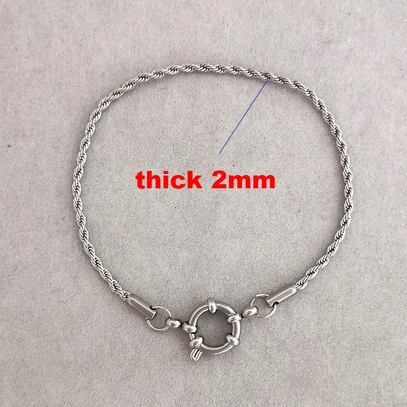 Anchor Clasp Bracelet for Women and Men, Stainless Steel Twisted Rope Chain - BritShade