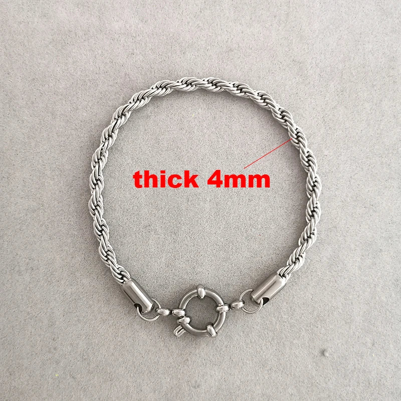 Anchor Clasp Bracelet for Women and Men, Stainless Steel Twisted Rope Chain - BritShade