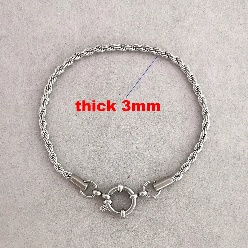 Anchor Clasp Bracelet for Women and Men, Stainless Steel Twisted Rope Chain - BritShade