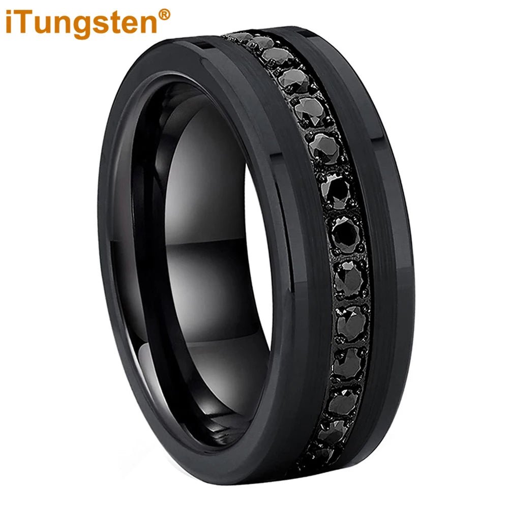 Black Onyx Tungsten Ring – Bold Elegance for Men - BritShade
