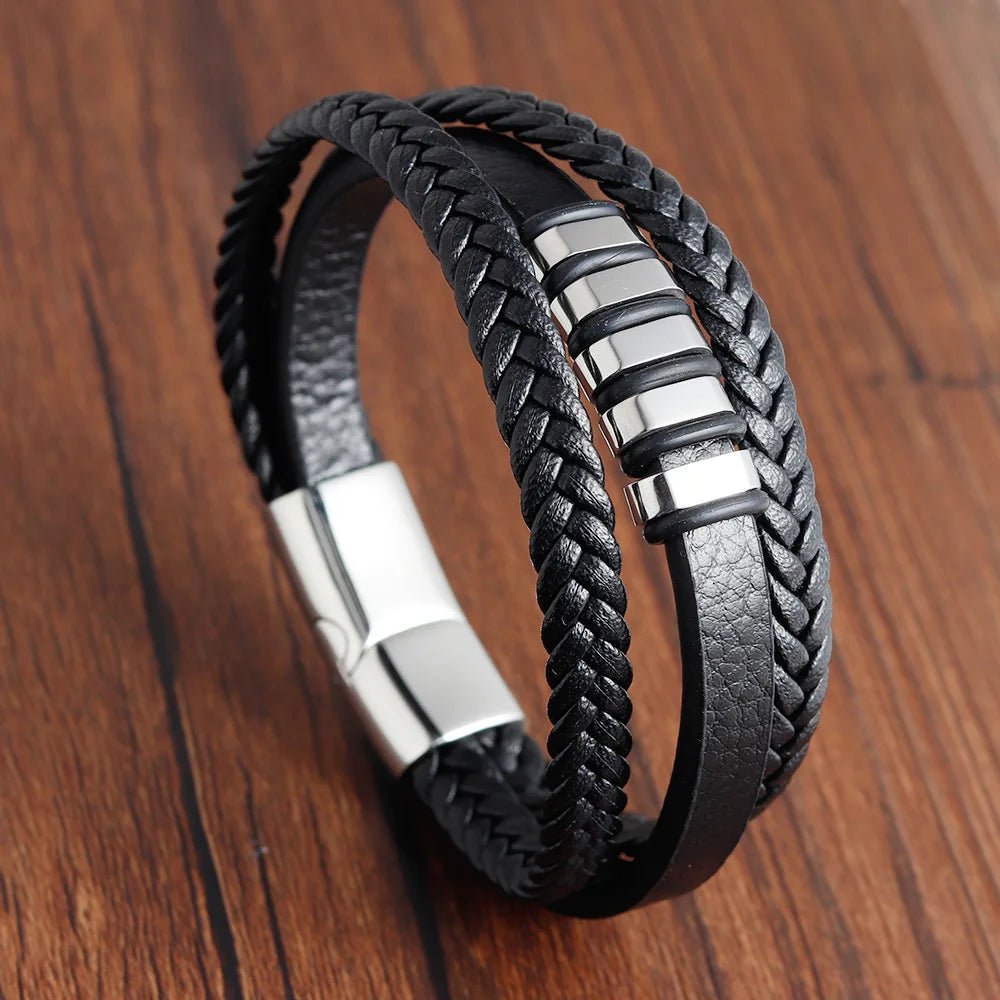 Braided rope bracelet with pendant for men - BritShade