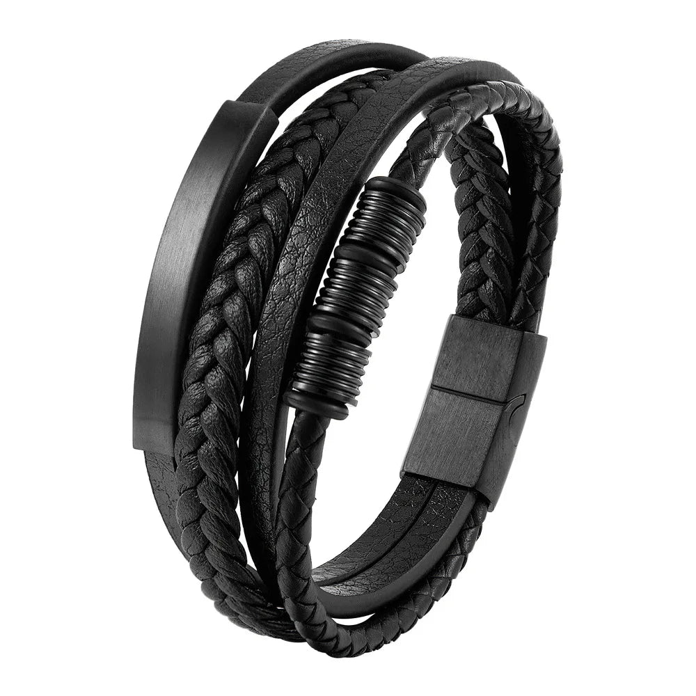 Braided rope bracelet with pendant for men - BritShade
