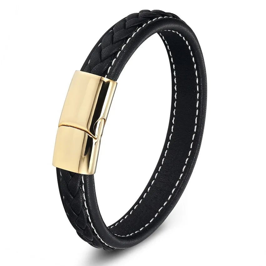 Classic Leather Bracelet for Men – Adjustable Strap 19 cm / 21 cm / 23 cm - BritShade
