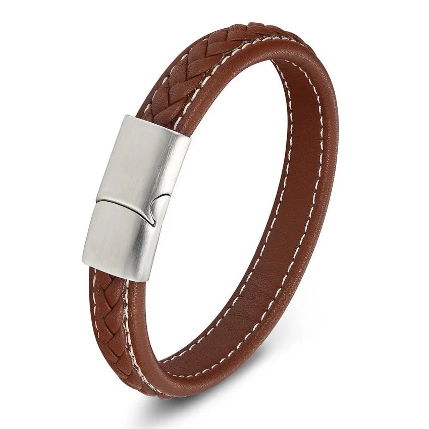 Classic Leather Bracelet for Men – Adjustable Strap 19 cm / 21 cm / 23 cm - BritShade