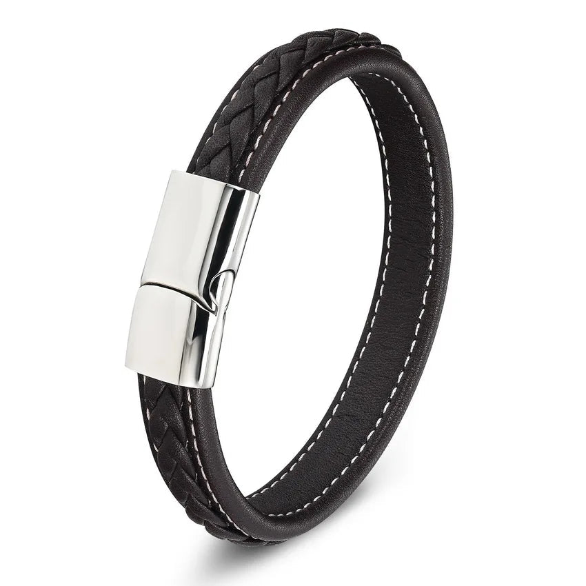 Classic Leather Bracelet for Men – Adjustable Strap 19 cm / 21 cm / 23 cm - BritShade