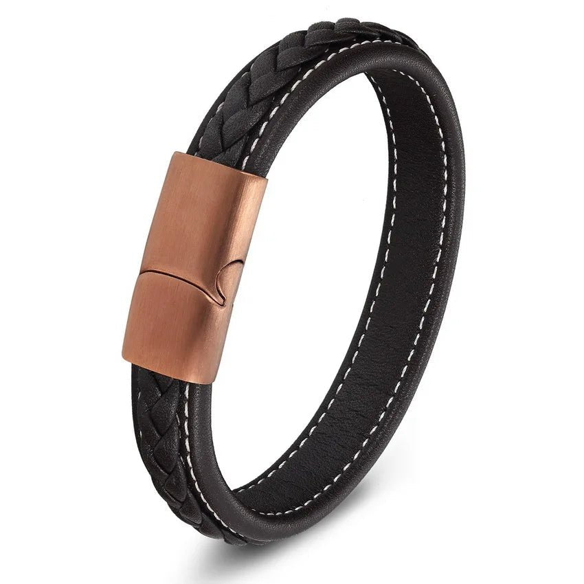 Classic Leather Bracelet for Men – Adjustable Strap 19 cm / 21 cm / 23 cm - BritShade