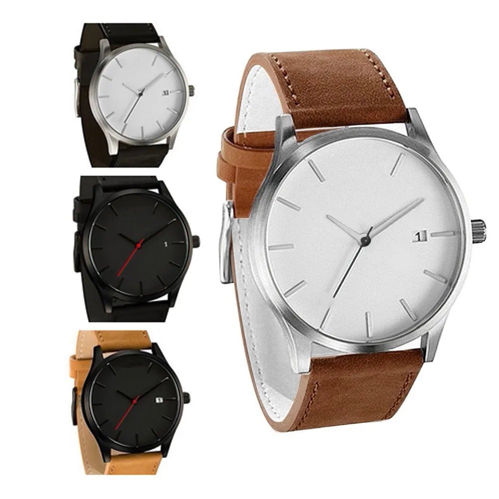 Couple Fashion Leather Band Quartz Watch – Elegant Business Style - BritShade