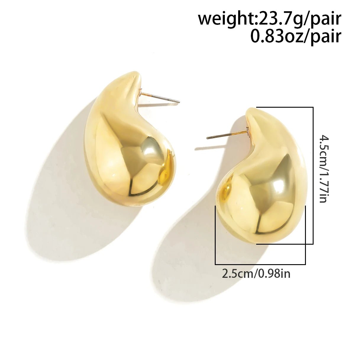 Exaggerated Large Water Drop Metal Earrings For Women Retro Gold Color Smooth Chunky Earrings Party Jewelry Gifts - BritShade