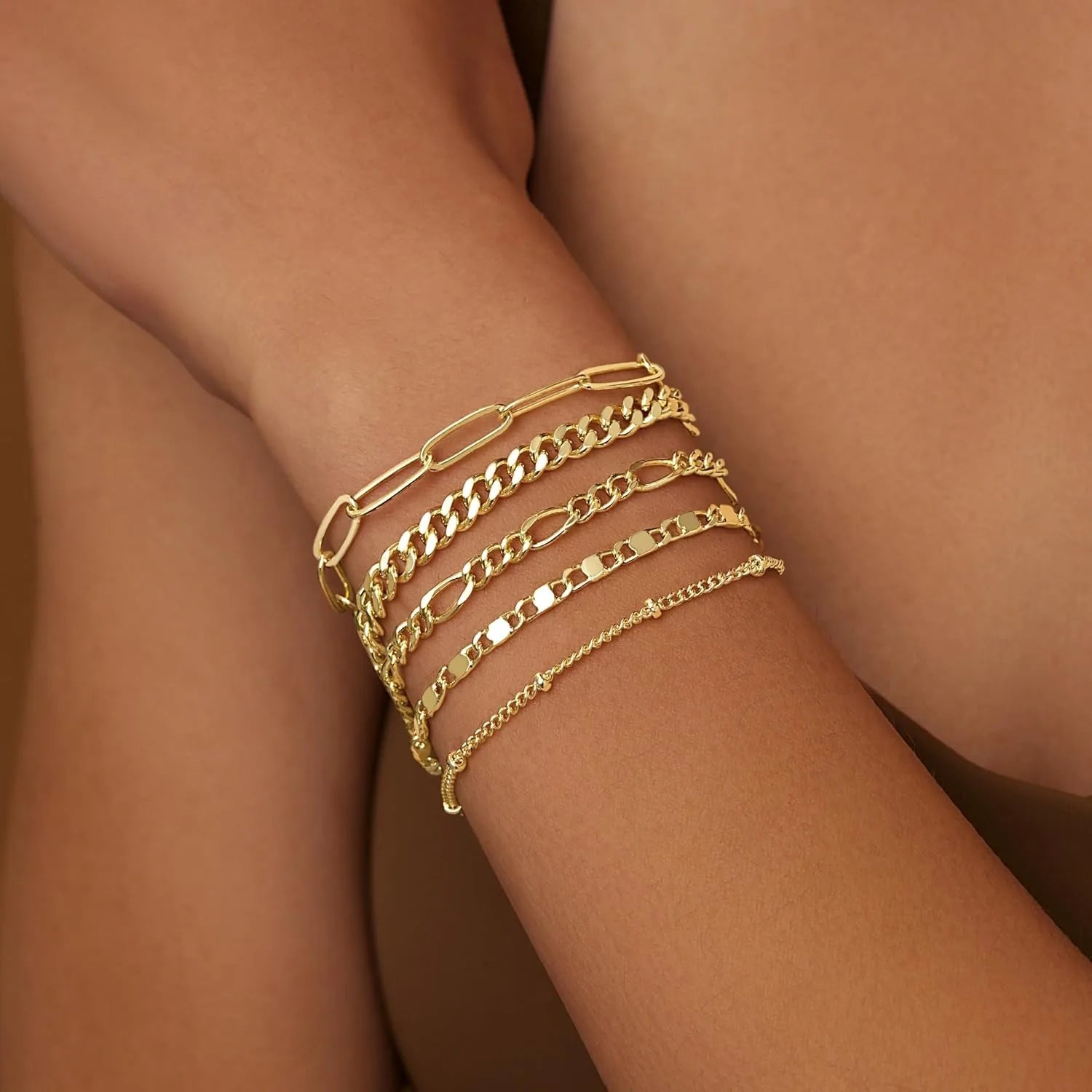 Gold Bracelet Set for Women, 14K Gold Plated Bracelets - BritShade