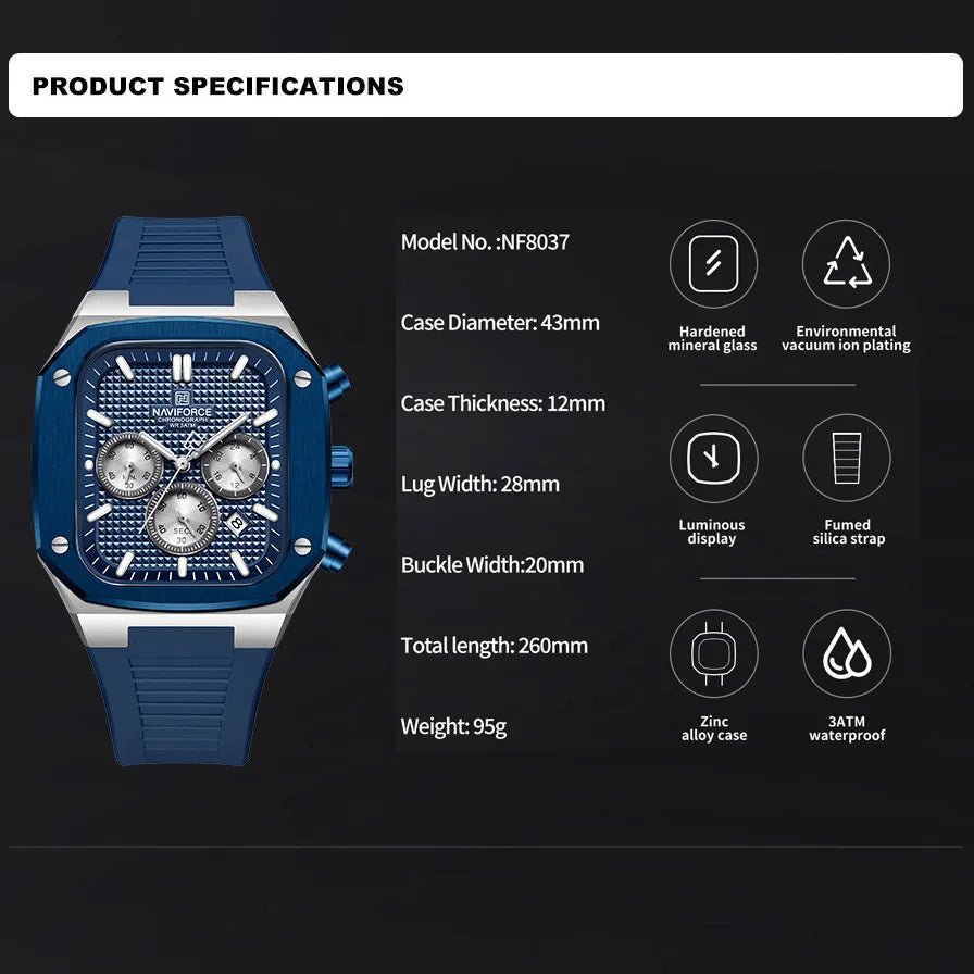 Luxury Men Watches Fashion Casual Waterproof Date Quartz Wristwatches Silicone Strap Luminous Clock - BritShade