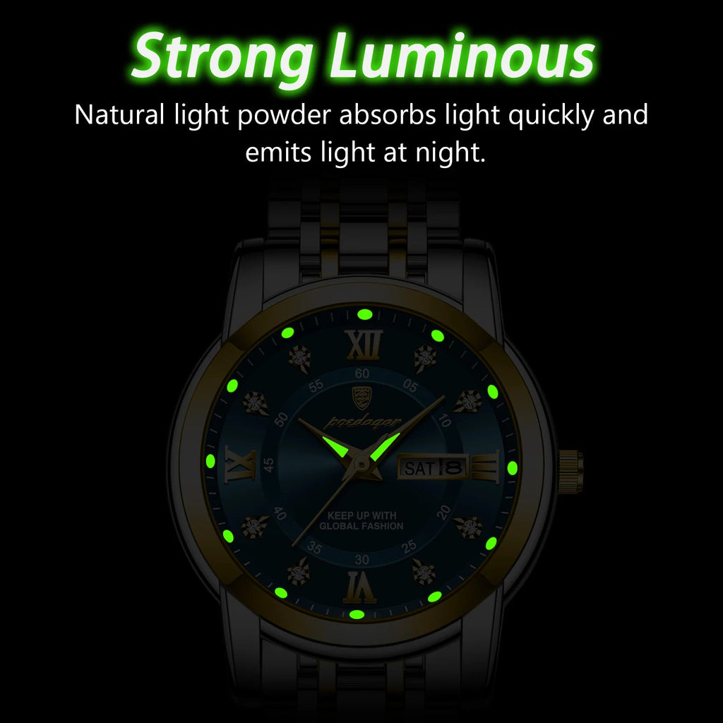 Luxury Women Quartz Watches Waterproof Stainless Steel Luminous Date and Week High Quality Ladies Watch - BritShade