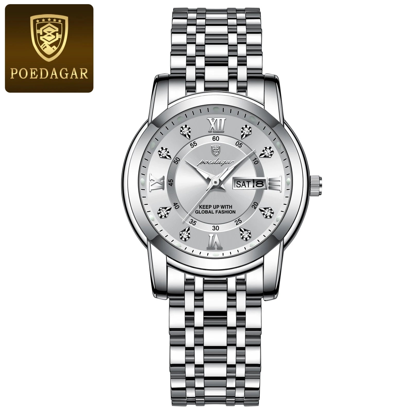 Luxury Women Quartz Watches Waterproof Stainless Steel Luminous Date and Week High Quality Ladies Watch - BritShade