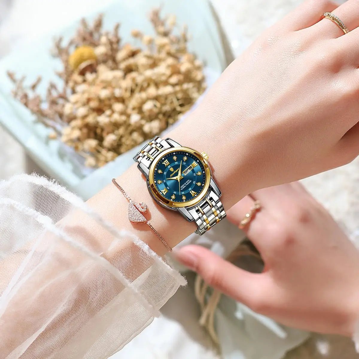 Luxury Women Quartz Watches Waterproof Stainless Steel Luminous Date and Week High Quality Ladies Watch - BritShade