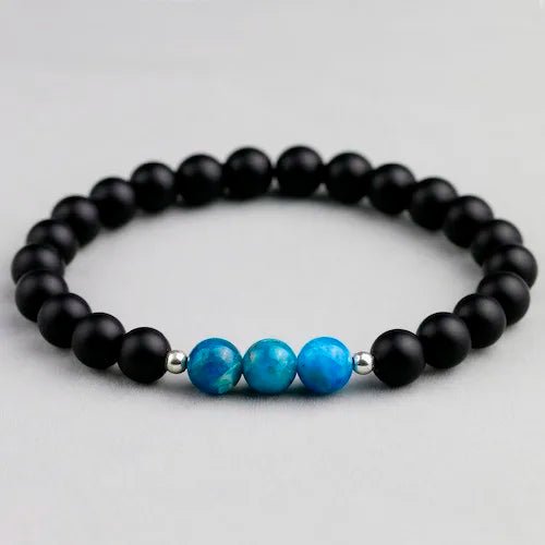 Matte Black Healing White Howlite Stone Mala Meditation Bracelet - BritShade