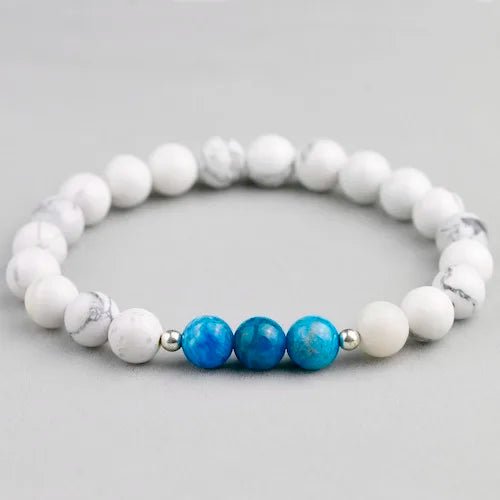 Matte Black Healing White Howlite Stone Mala Meditation Bracelet - BritShade