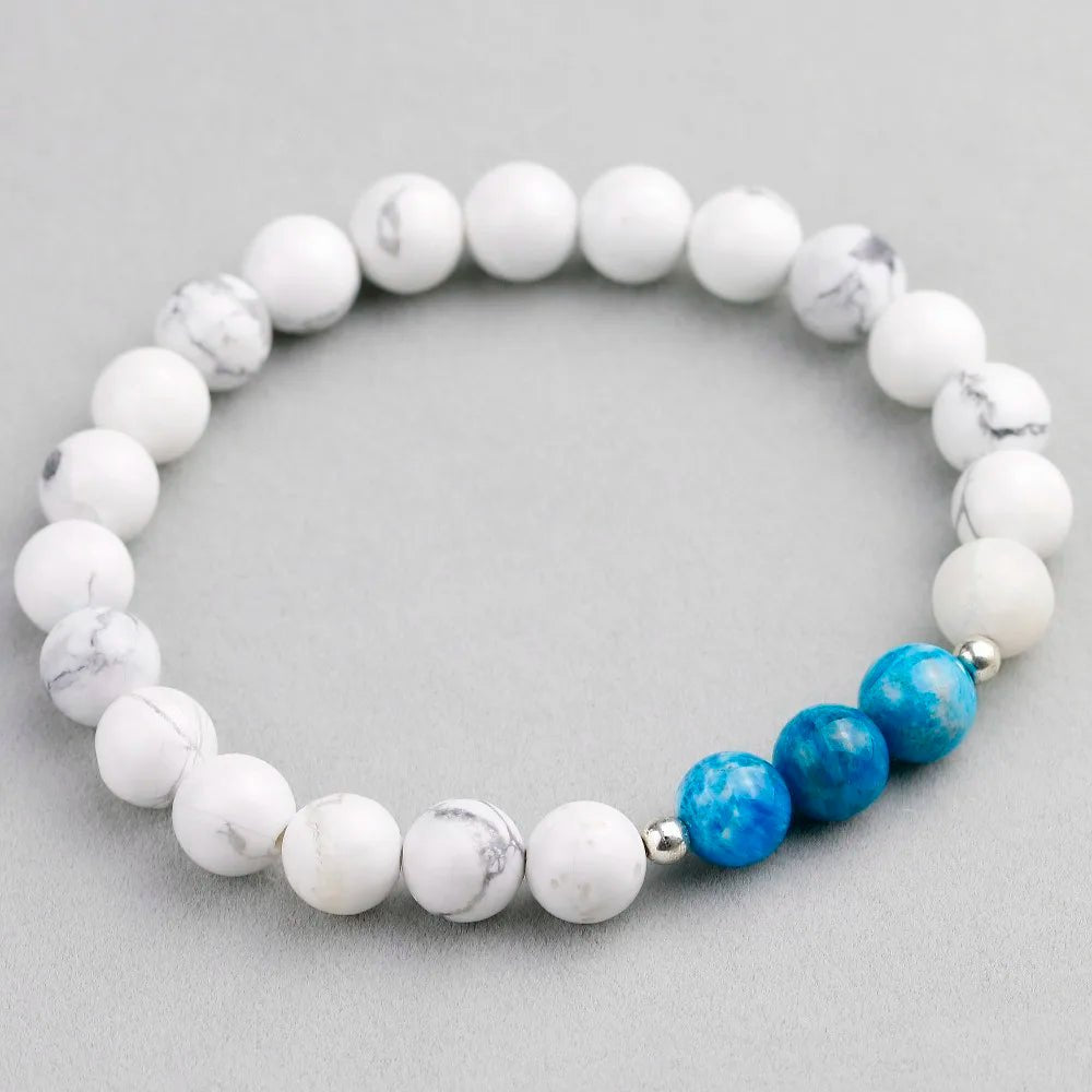 Matte Black Healing White Howlite Stone Mala Meditation Bracelet - BritShade