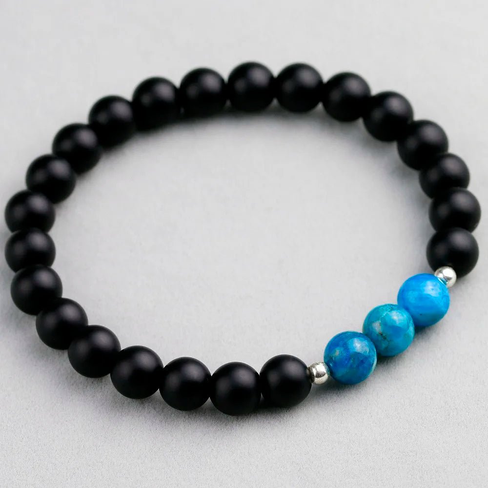 Matte Black Healing White Howlite Stone Mala Meditation Bracelet - BritShade