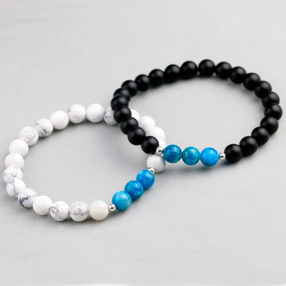 Matte Black Healing White Howlite Stone Mala Meditation Bracelet - BritShade