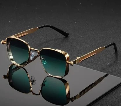 Men Driving Sunglasses Vintage Steampunk Square Sunglasses Metal - BritShade