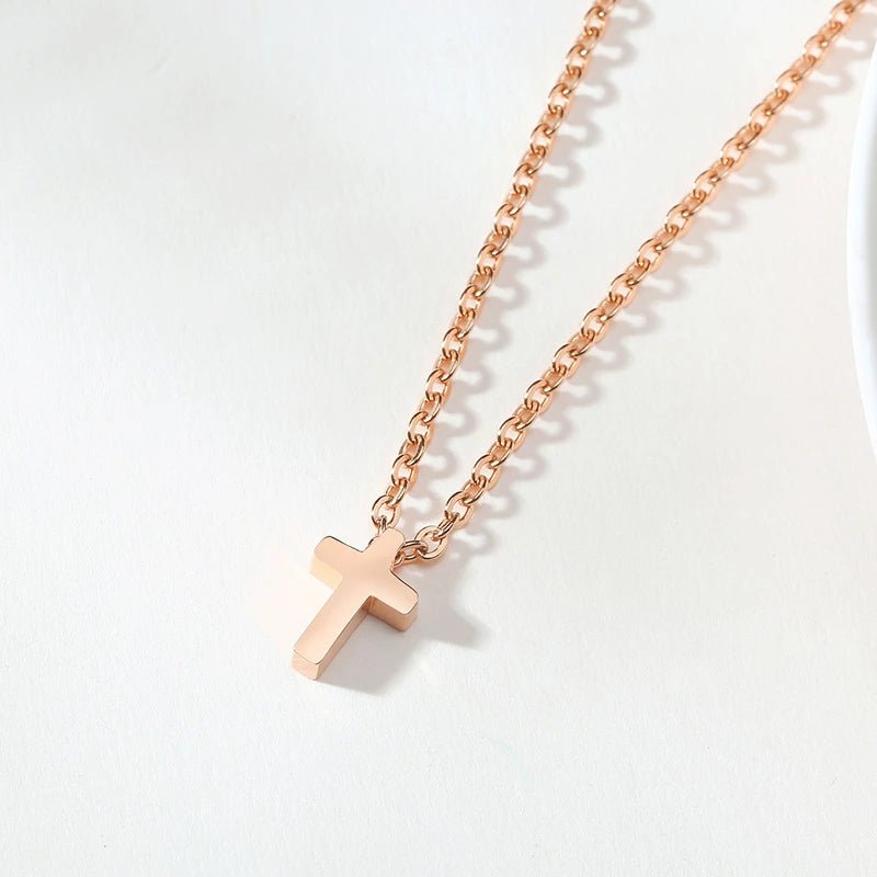 Men's Small Cross Pendant Chain Simple Classic Stainless Steel Jesus Christ Necklaces Women's Religious Jewelry Unisex Chain - BritShade