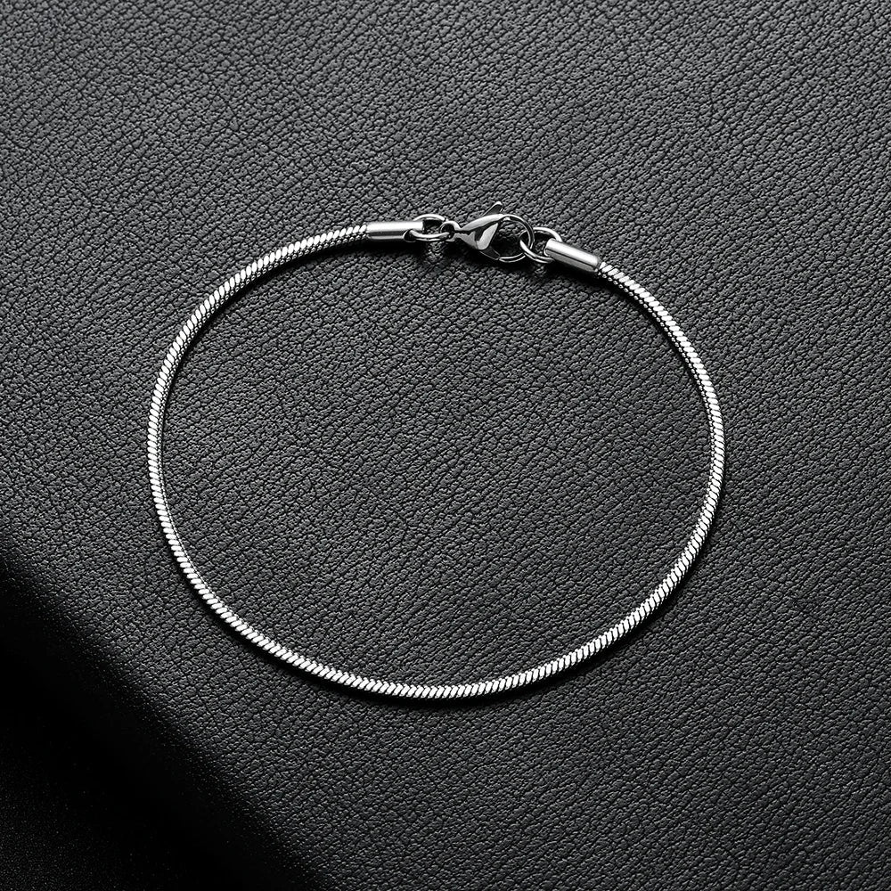 New Arrival 2mm 925 Silver Bracelet, Punk Jewelry 16 - 23cm - BritShade