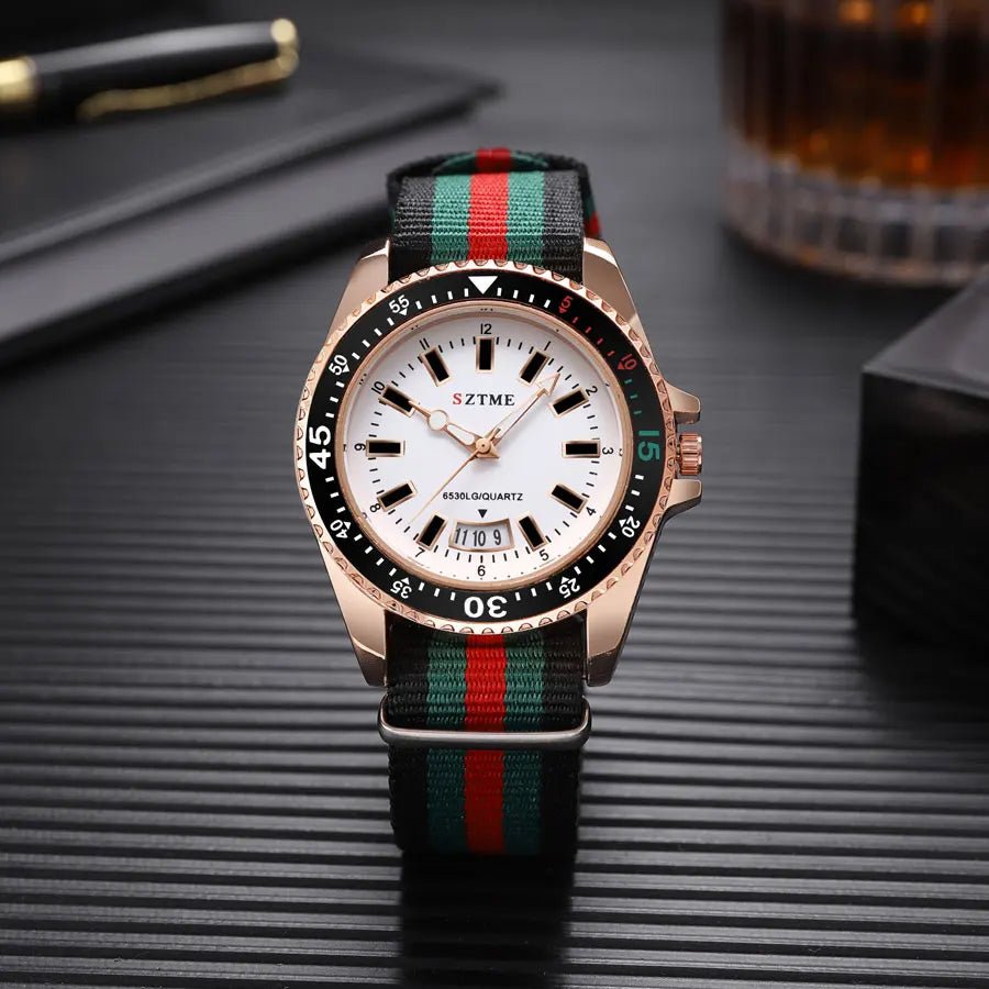 New Luxury Simple Nylon Strap Men's Watch Night Light Quartz Watch - BritShade