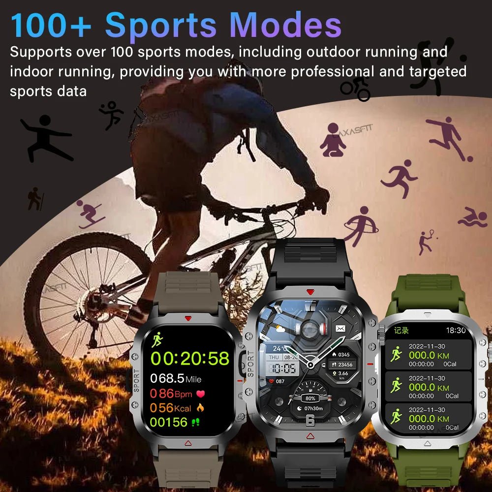 Outdoor Sports Smart Watch 2.01 inch HD Screen LED Flashlight Bluetooth Talking Smart Watch - BritShade