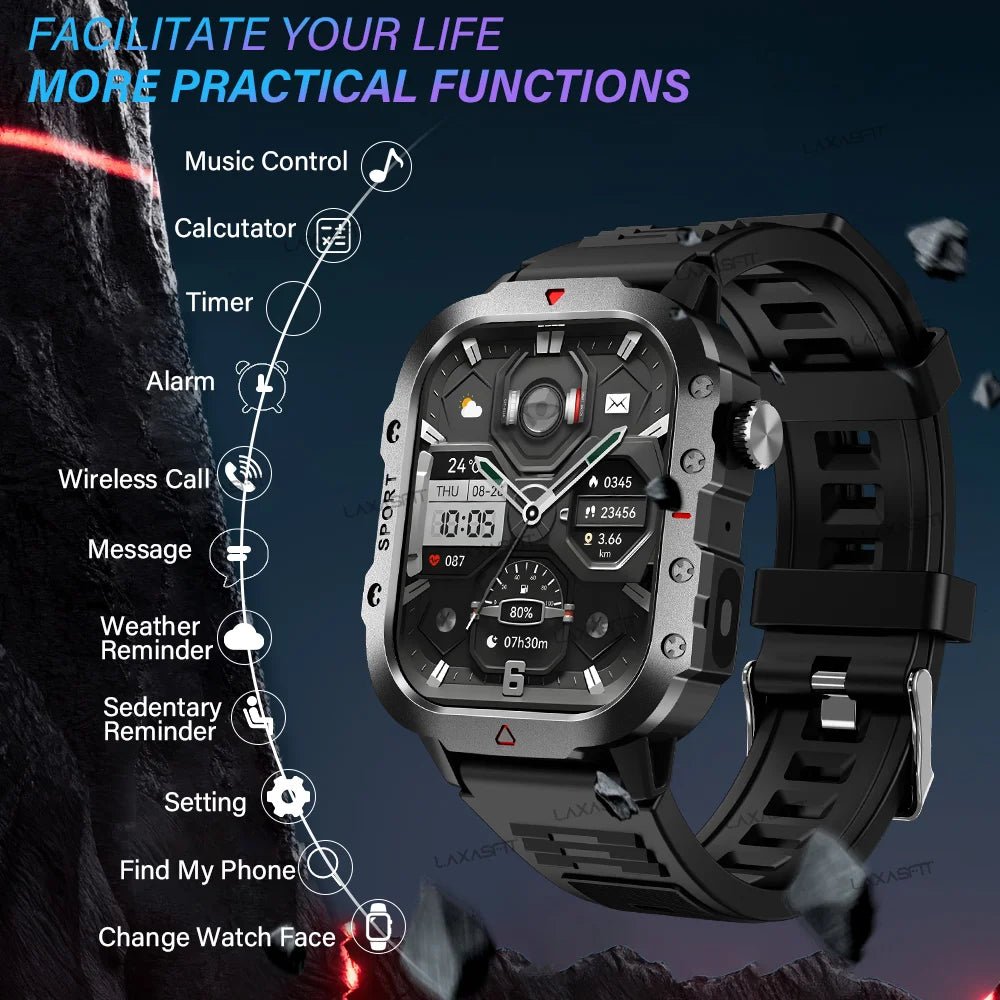Outdoor Sports Smart Watch 2.01 inch HD Screen LED Flashlight Bluetooth Talking Smart Watch - BritShade