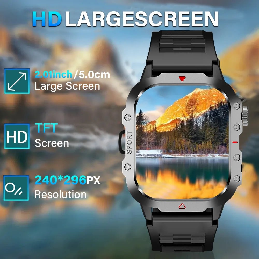 Outdoor Sports Smart Watch 2.01 inch HD Screen LED Flashlight Bluetooth Talking Smart Watch - BritShade