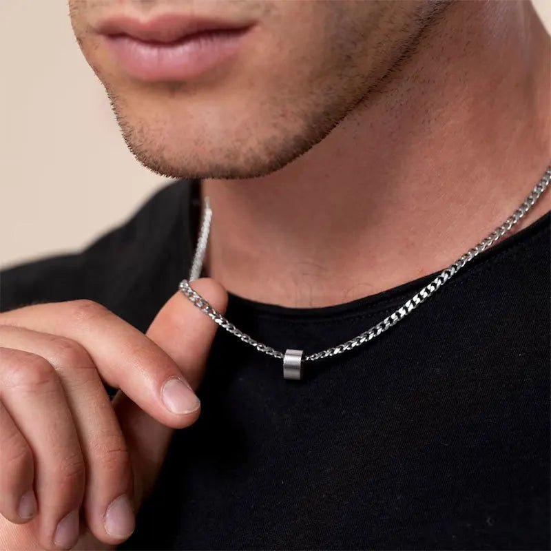 Personalized Beaded Cuban Chain Necklace – Custom Name Stainless Steel for Men - BritShade