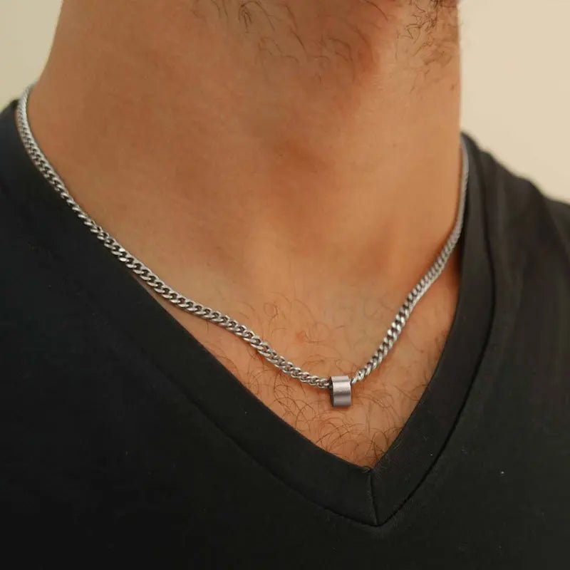 Personalized Beaded Cuban Chain Necklace – Custom Name Stainless Steel for Men - BritShade