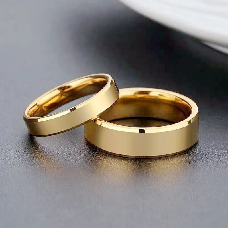 Plain Stainless Steel Couple Rings, Gold - BritShade