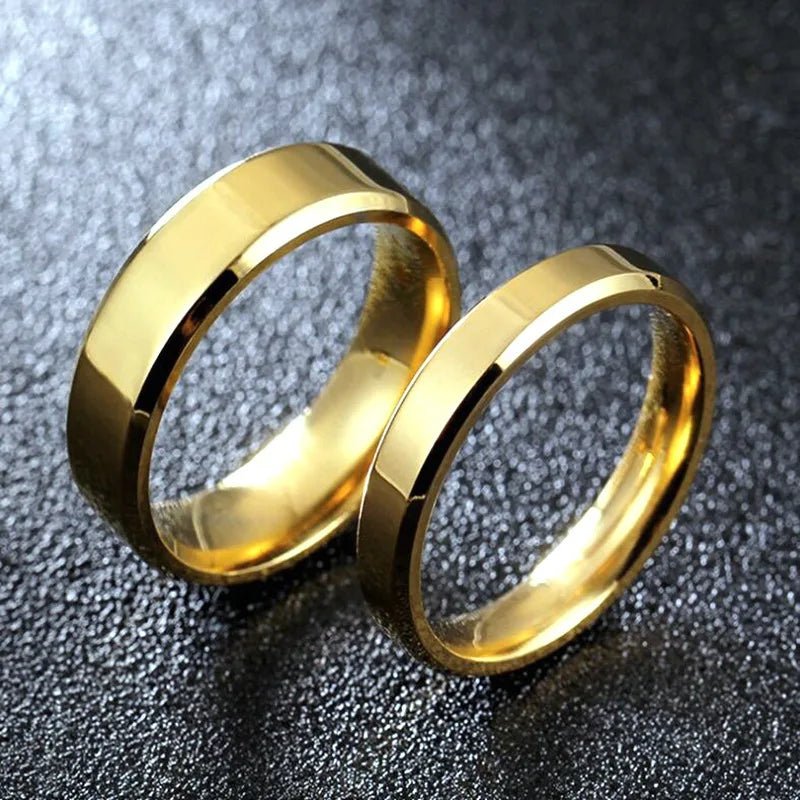 Plain Stainless Steel Couple Rings, Gold - BritShade