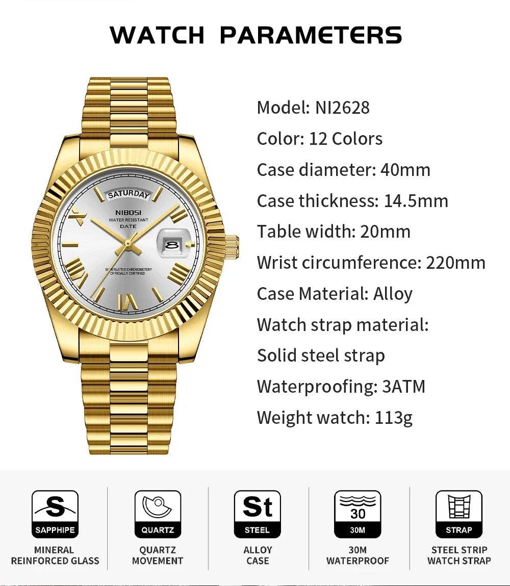 Quartz watches, luxury men's watches with date display and fashionable luminous - BritShade