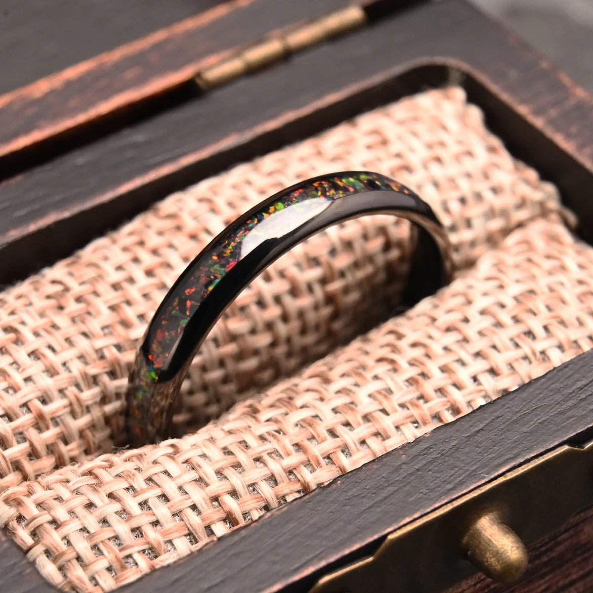 Red opal tungsten carbide ring for man - BritShade