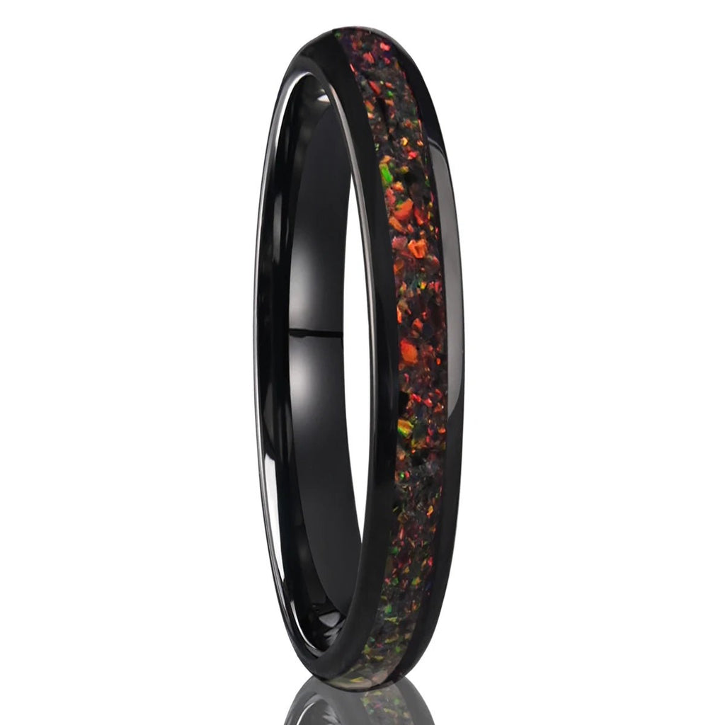 Red opal tungsten carbide ring for man - BritShade