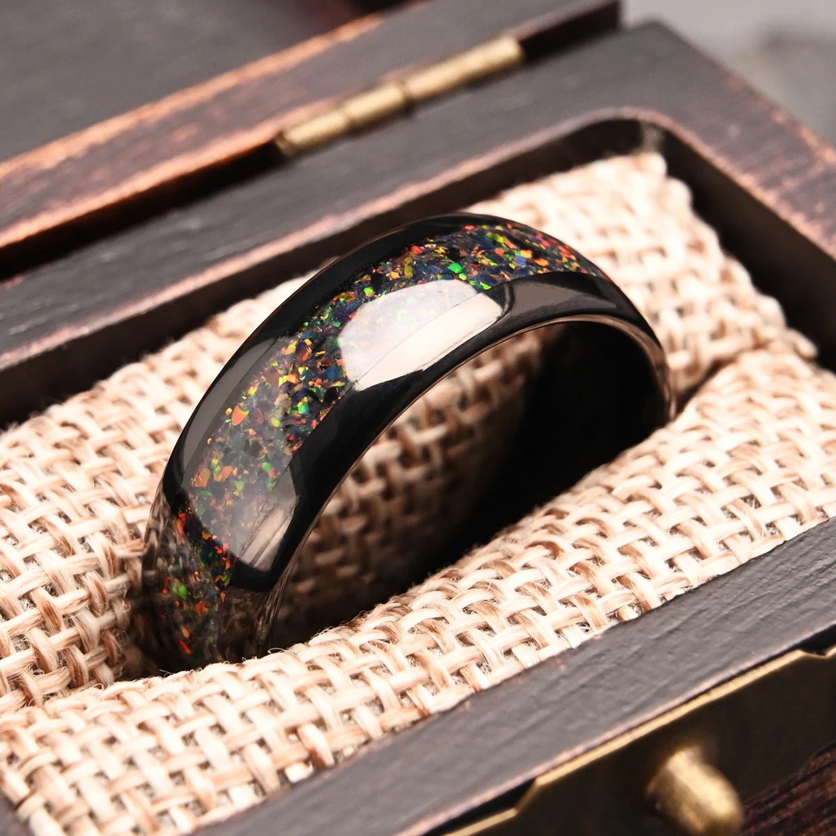 Red opal tungsten carbide ring for man - BritShade