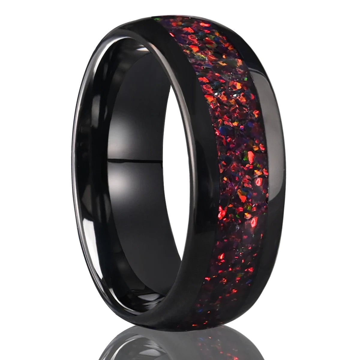 Red opal tungsten carbide ring for man - BritShade
