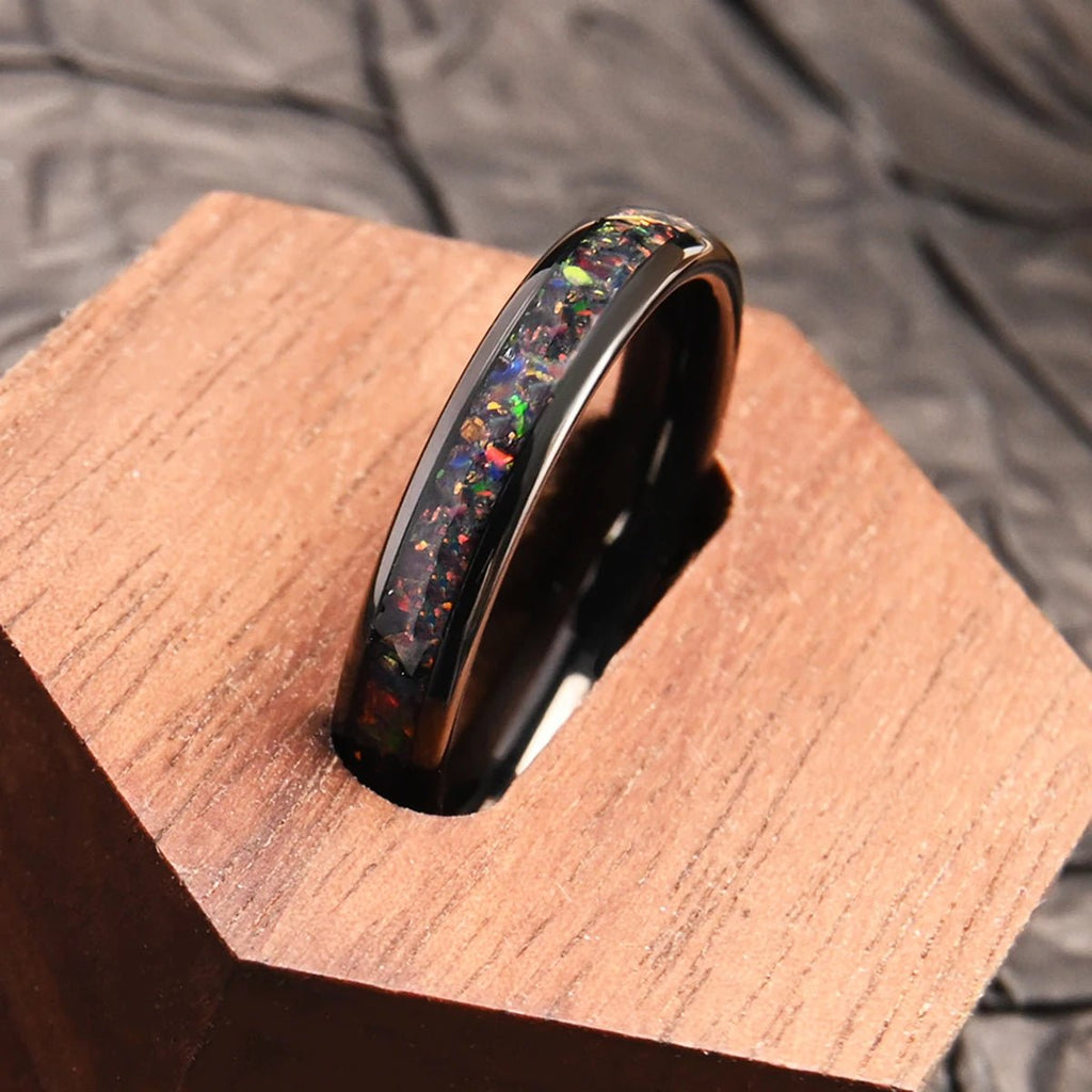 Red opal tungsten carbide ring for man - BritShade