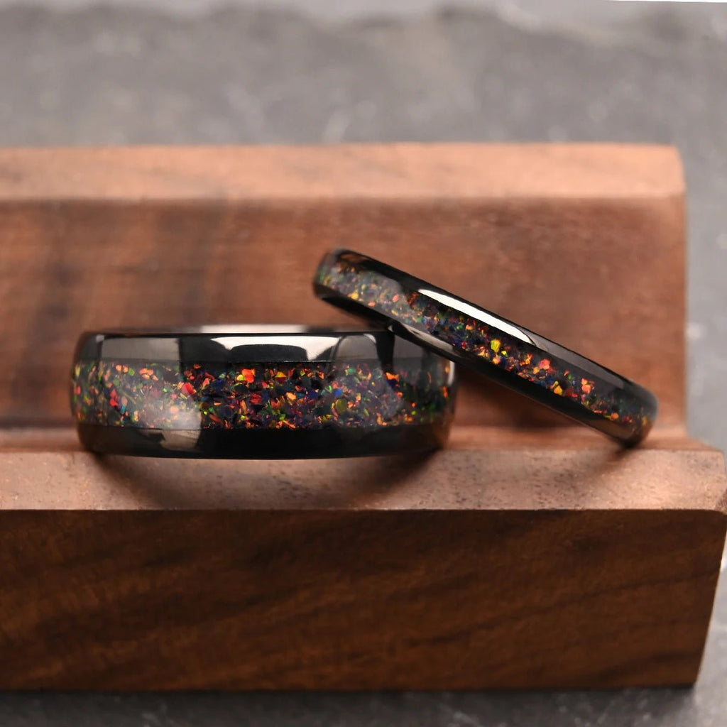 Red opal tungsten carbide ring for man - BritShade