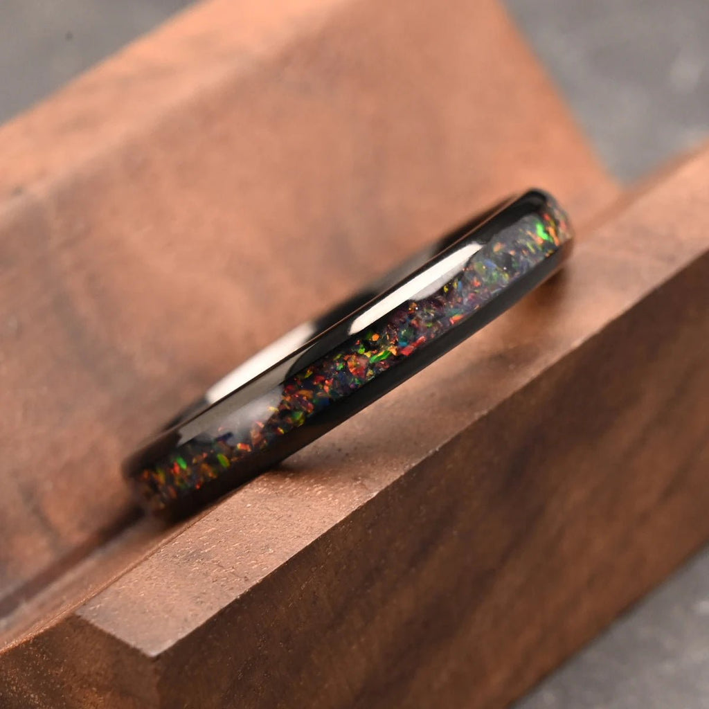 Red opal tungsten carbide ring for man - BritShade