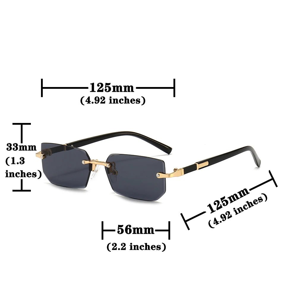Rimless Sunglasses Rectangle Fashion - BritShade