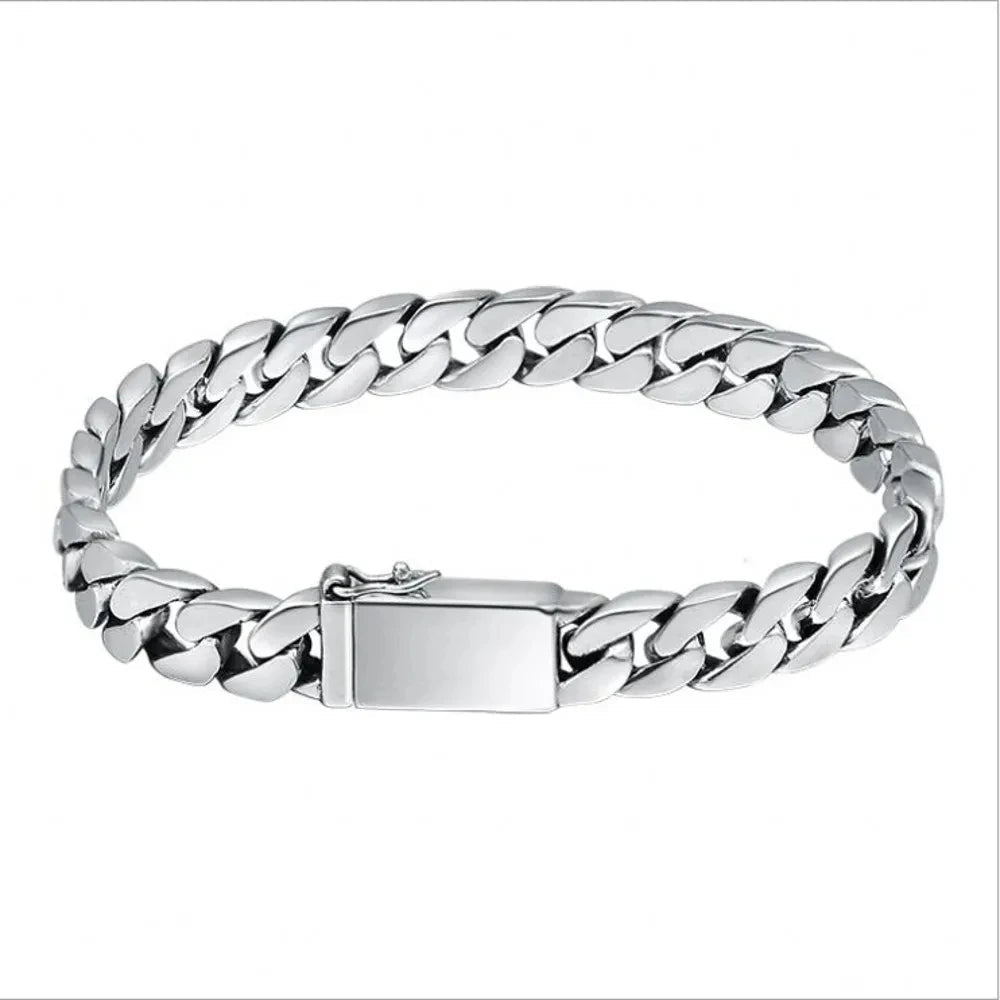 S925 silver bracelet 8mm punk S925 silver jewelry never fade - BritShade